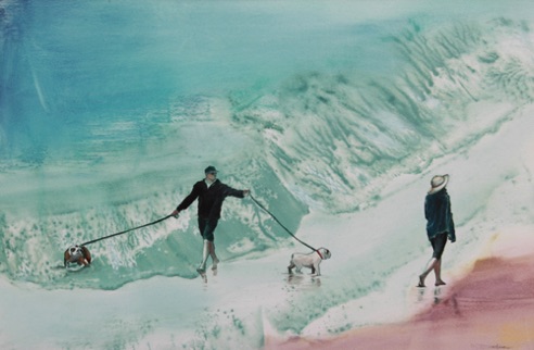 Surf Dogs
12.5 x 19 
Oil on paper on aluminum